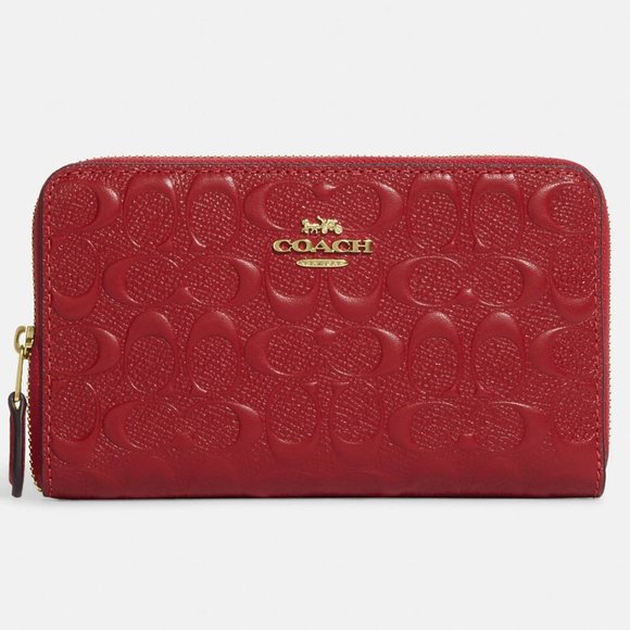 Coach Bags Coach Medium Id Zip Wallet In Signature Leather In Red